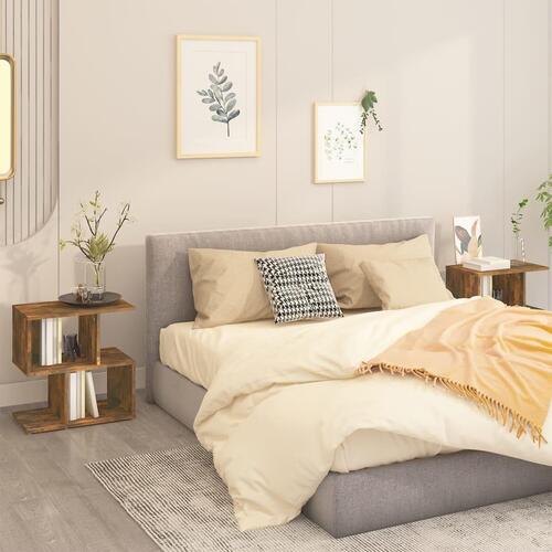 Sengeborde 2 stk. 50x30x51,5 cm konstrueret træ røget egetræ