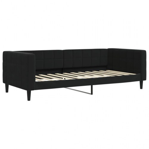 Daybed med udtræk og 2 skuffer 90 x 200 cm - sort velour