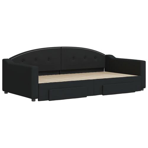 Daybed med udtræk og skuffer 100x200 cm stof sort