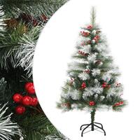 Kunstigt juletræ med grankogler og bær 150 cm hængslet