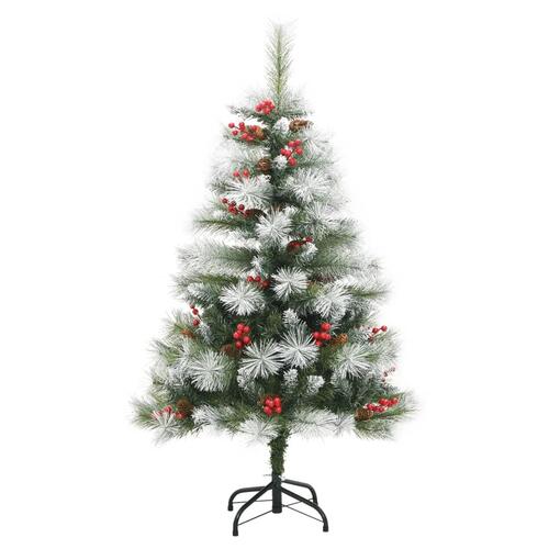 Kunstigt juletræ med grankogler og bær 150 cm hængslet