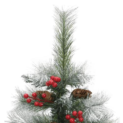 Kunstigt juletræ med grankogler og bær 150 cm hængslet