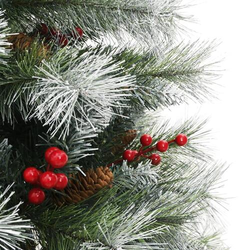 Kunstigt juletræ med grankogler og bær 150 cm hængslet