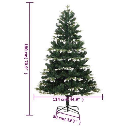 Kunstigt juletræ med sne 180 cm hængslet