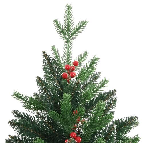 Kunstigt juletræ med røde bær 210 cm hængslet