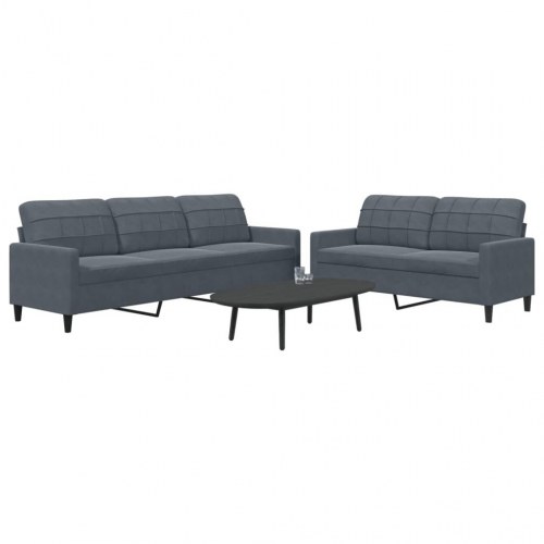 Sofasæt 2 dele med hynder velour mørkegrå