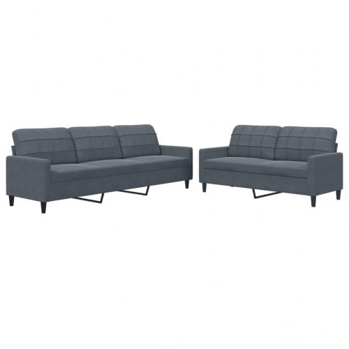 Sofasæt 2 dele med hynder velour mørkegrå