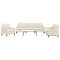 3 personers sofa med hynder velour cremefarvet