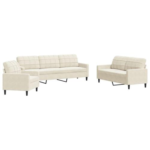 3 personers sofa med hynder velour cremefarvet