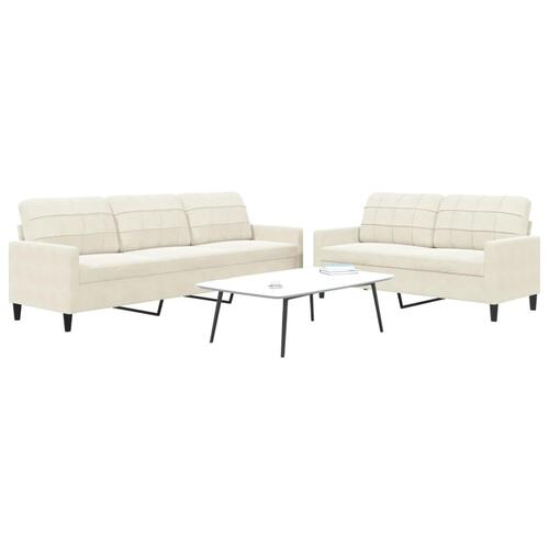 2 personers sofa med hynder velour cremefarvet