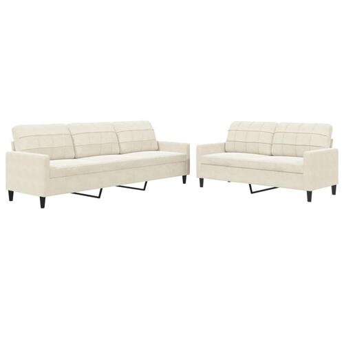 2 personers sofa med hynder velour cremefarvet