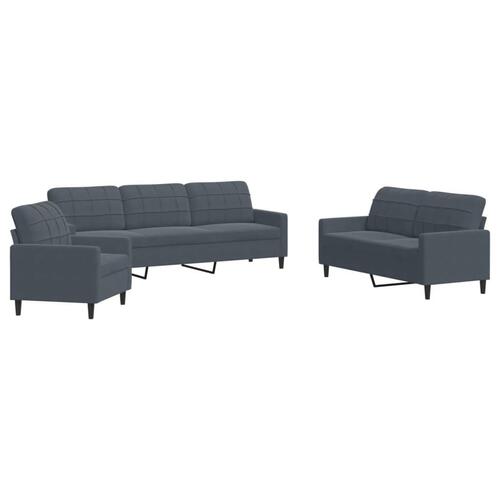 3 personers sofa med hynder velour mørkegrå