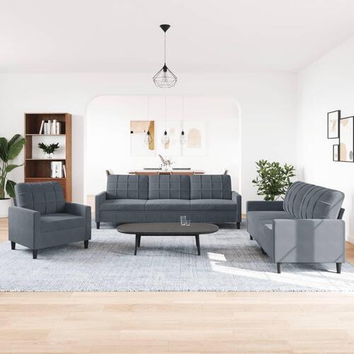 3 personers sofa med hynder velour mørkegrå