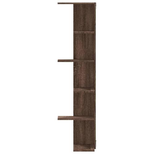 Væghængt hjørnehylde 36,5x36,5x140 cm konstrueret træ brunt eg