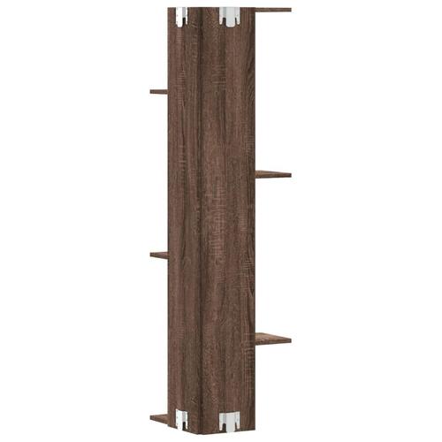 Væghængt hjørnehylde 36,5x36,5x140 cm konstrueret træ brunt eg