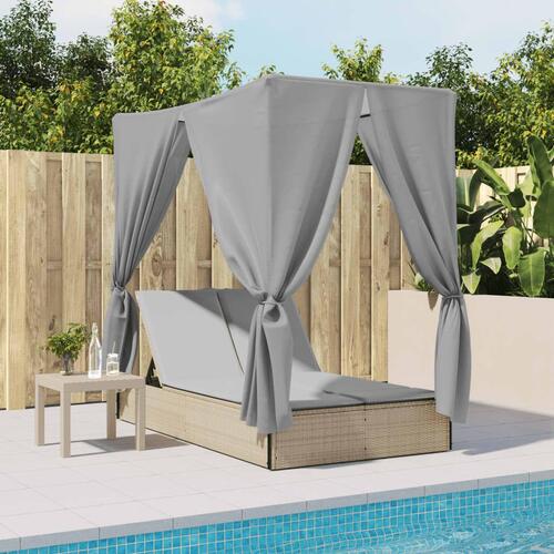 Solseng med tag og gardiner polyrattan beige