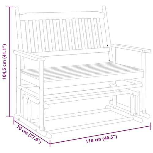 Gyngebænk 118x70x104,5 cm massivt poppeltræ grå