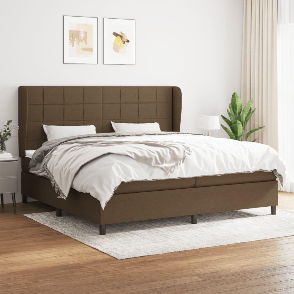 Kontinentalseng med madras 200x200 cm stof mørkebrun