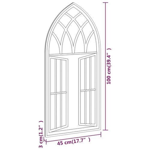 Spejl 100x45 cm jern sort