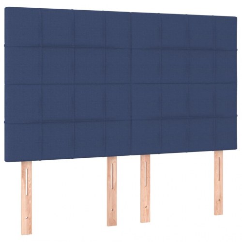Kontinentalseng med madras 140x200 cm - blå stof inkl. topmadras og bænk