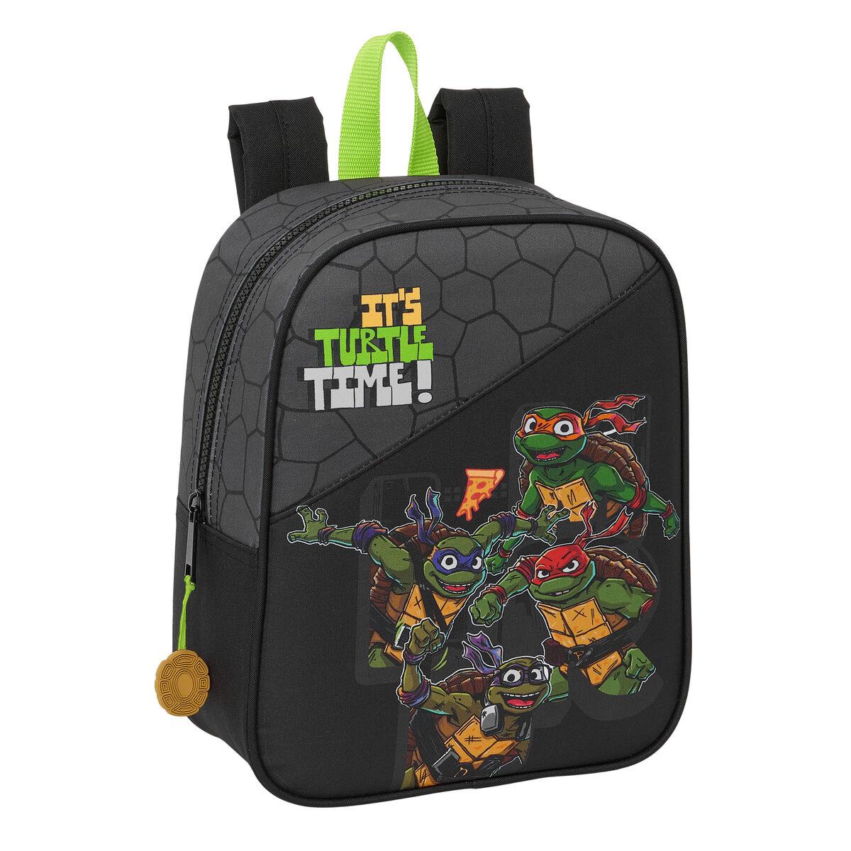 Teenage Mutant Ninja Turtles skoletaske - sort/grå 22 × 27 × 10 cm billede