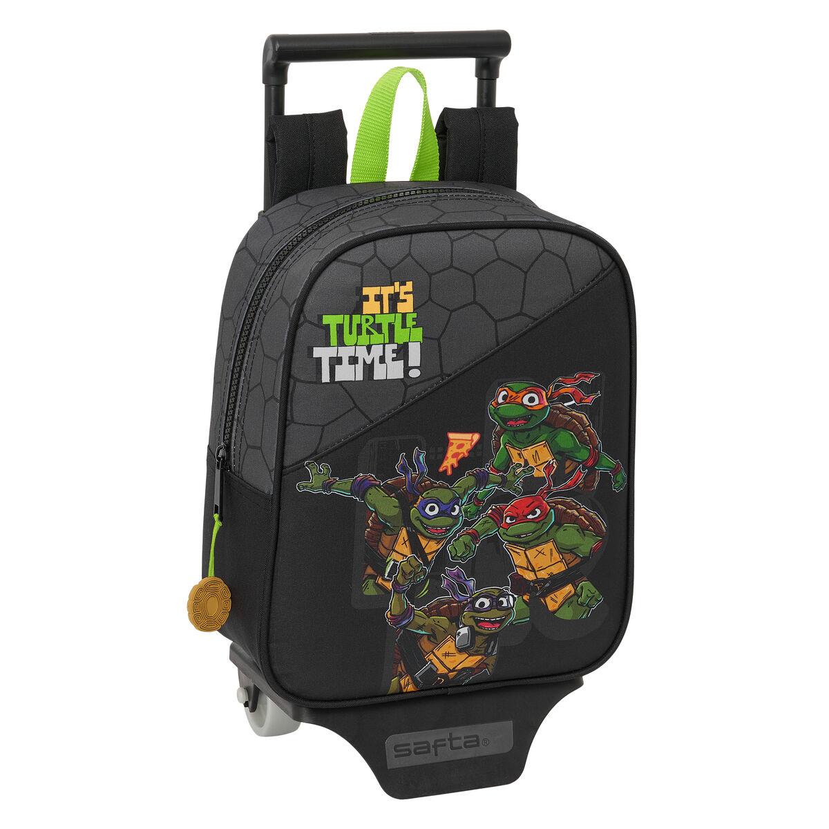 Teenage Mutant Ninja Turtles skolerygsæk med hjul - sort/grå 22 × 27 × 10 cm