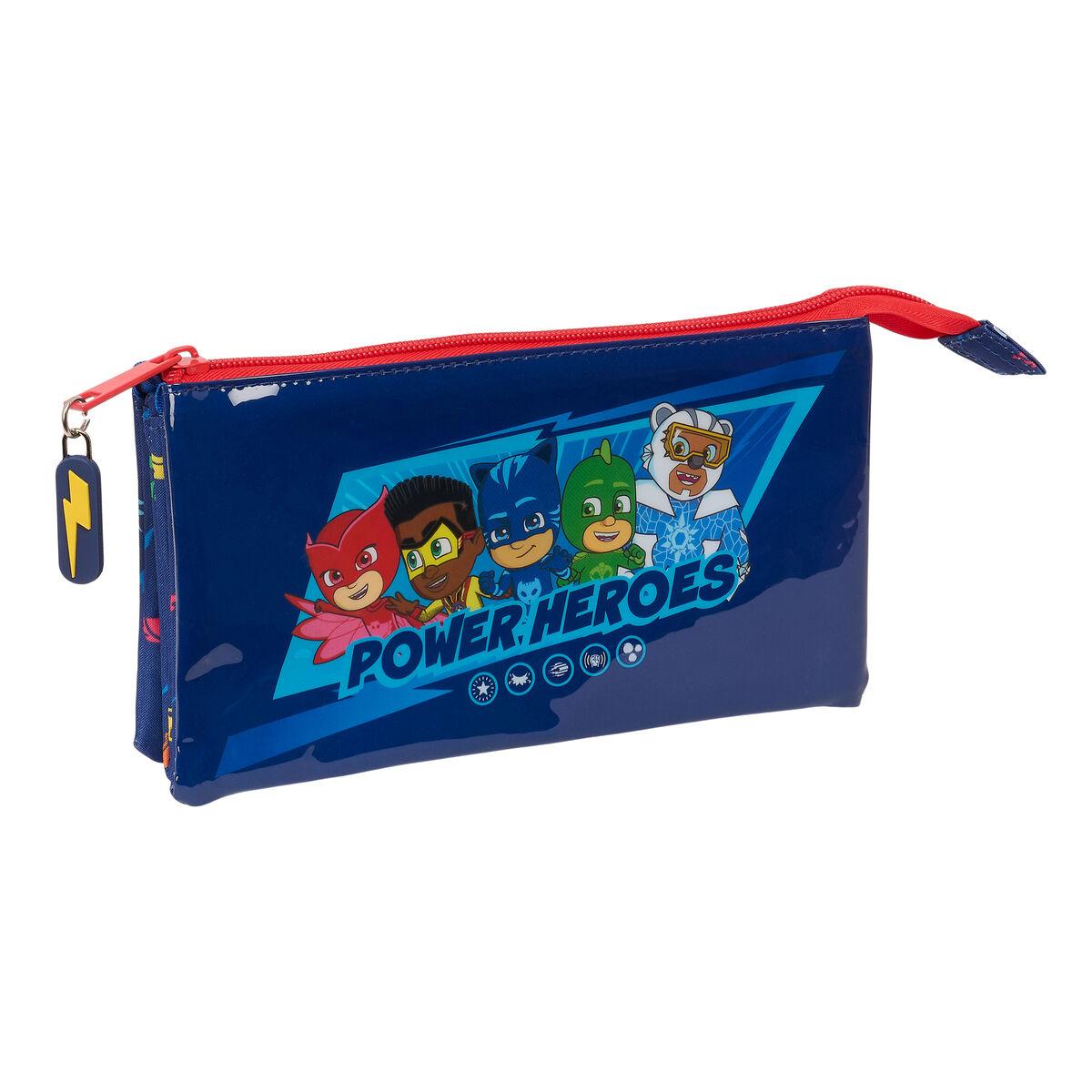 PJ Masks tredobbelt penalhus - marineblå, 22 × 12 × 3 cm