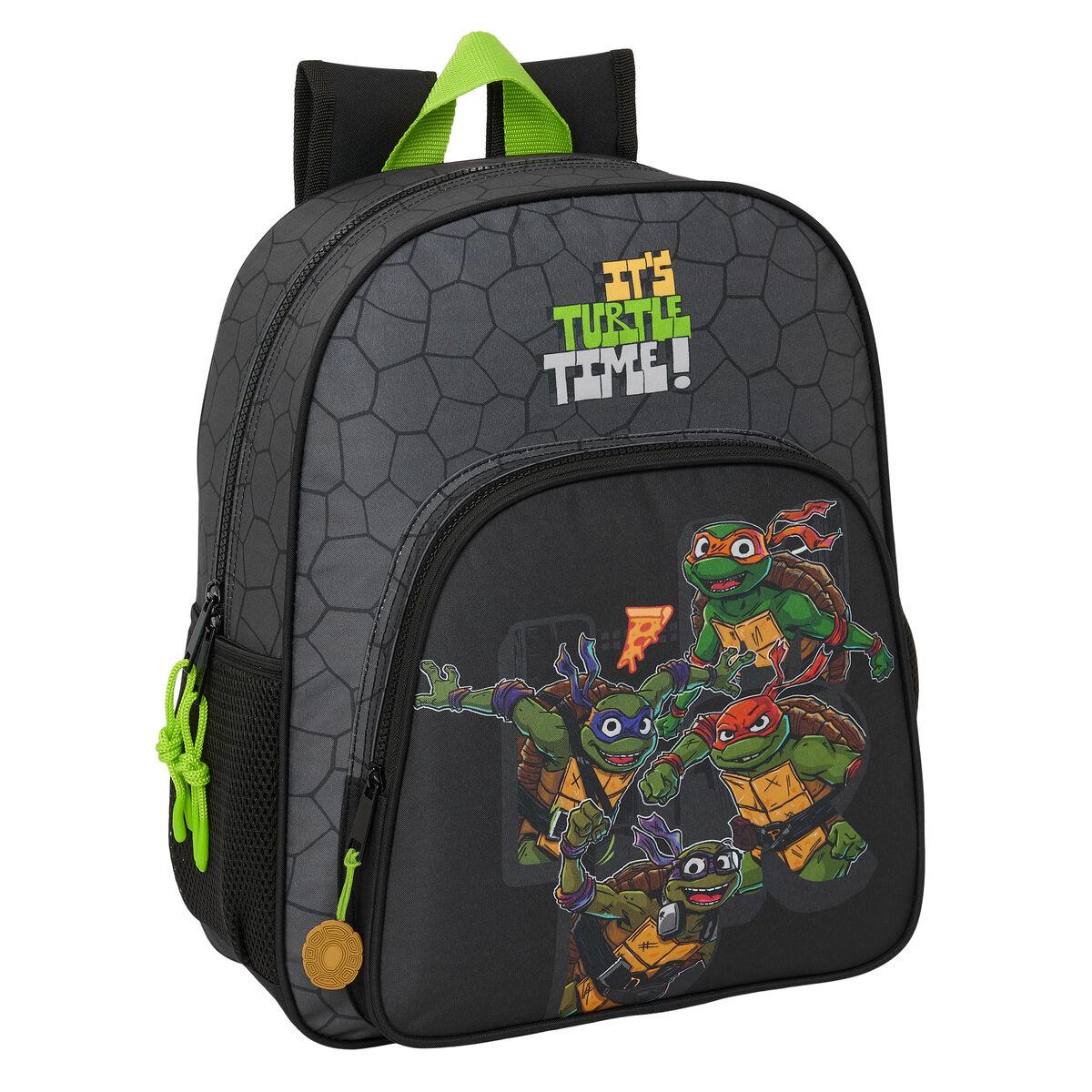 Teenage Mutant Ninja Turtles skoletaske - sort/grå 32 × 38 × 12 cm