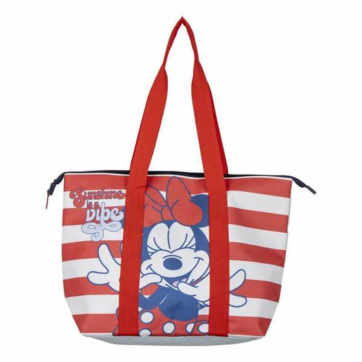 Strandtaske Minnie Mouse - hvid/rød, 47 × 33 × 15 cm