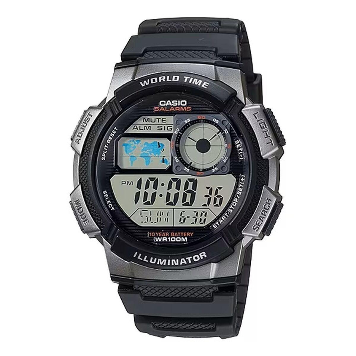 Casio WORLD TIME Illuminator herreur - sort, Ø 43 mm