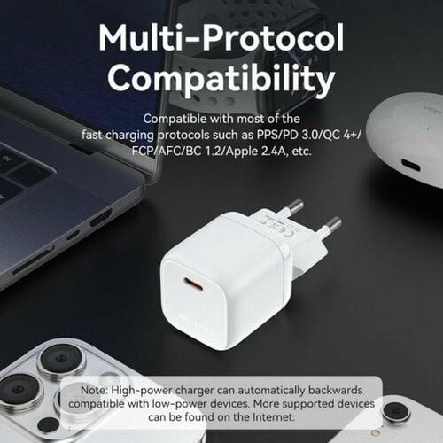 Vægoplader Vention FAKW0-EU 30 W USB-C Gul