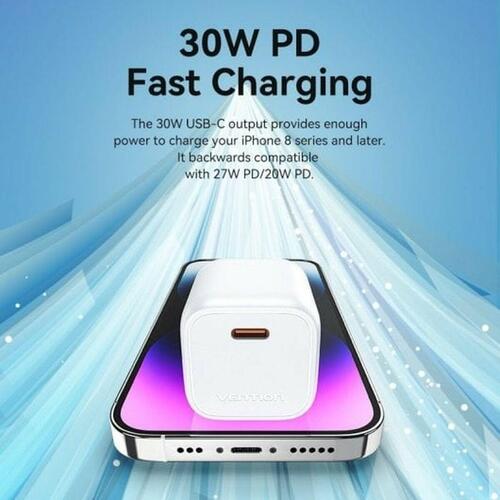 Vægoplader Vention FAKW0-EU 30 W USB-C Gul