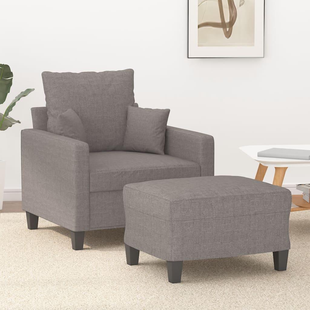Sofastol med fodskammel 60 cm stof Gråbrun