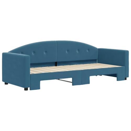 Daybed med udtræk 80x200 cm velour blå