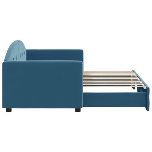 Daybed med udtræk 80x200 cm velour blå