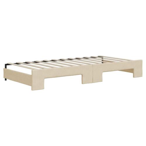 Daybed med udtræk og skuffer 90x200 cm stof cremefarvet