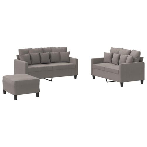 3 personers sofa med hynder stof gråbrun