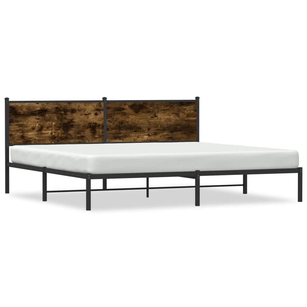 Sengeramme uden madras 193x203 cm metal røget egetræsfarve billede