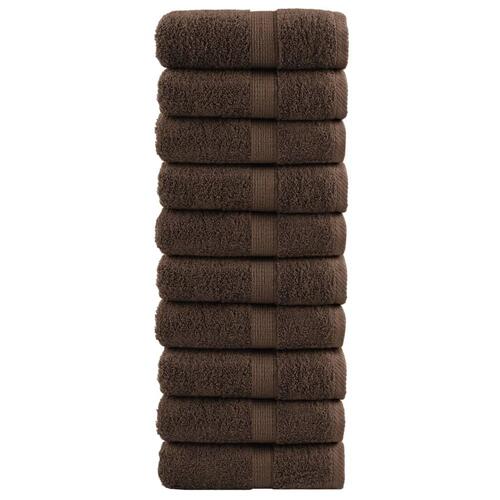 Vaskeklude 10 stk. Premium 30x30 cm 600 g/m2 100 % bomuld brun