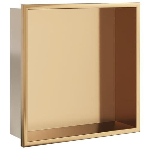 Brusehylde 32x32x9 cm rustfrit stil børstet guldfarve