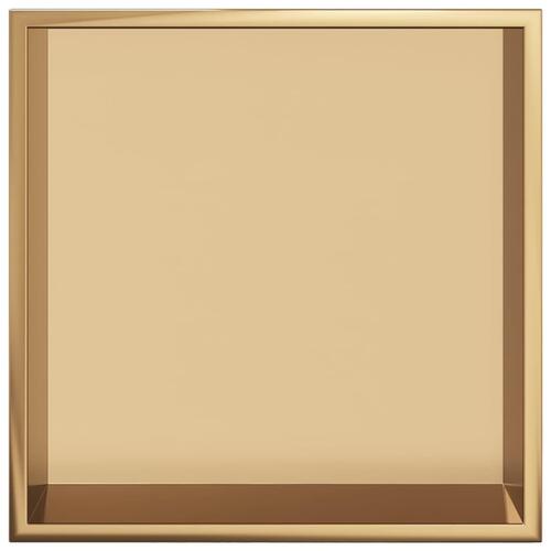 Brusehylde 32x32x9 cm rustfrit stil børstet guldfarve
