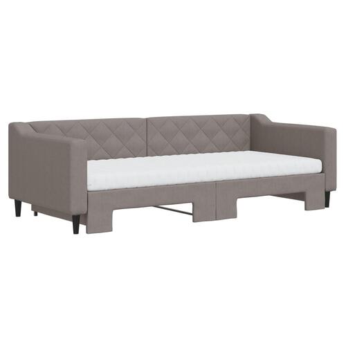 Daybed med udtræk og madras 90x200 cm stof gråbrun