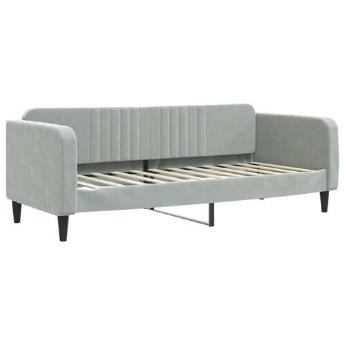 Daybed med udtræk og skuffer 80x200 cm velour lysegrå