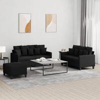3 personers sofa med hynder stof sort