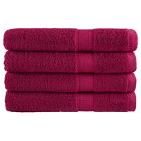 Håndklæder 4 stk. Premium 100x200 cm 100 % bomuld bordeaux