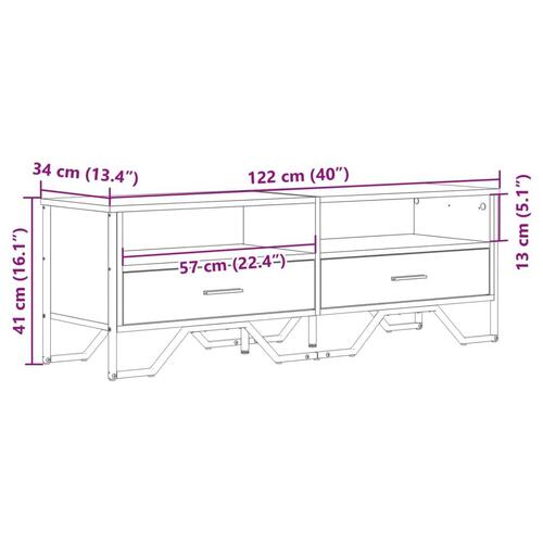Tv-bord 122x34x41 cm konstrueret træ sonoma-eg