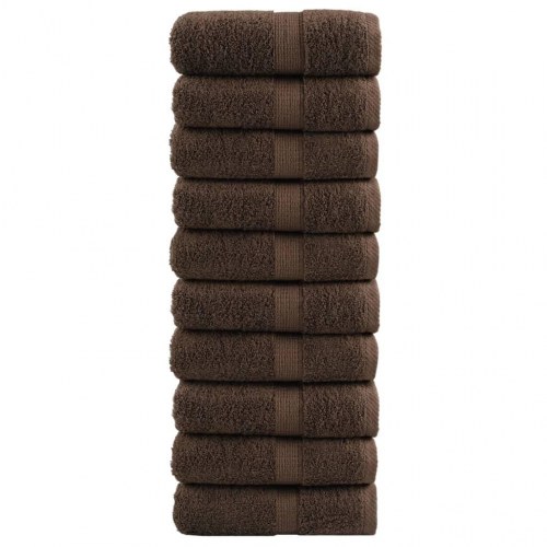 Gæstehåndklæder SOLUND 10 stk. Premium 30x50 cm 600 g/m2 brun