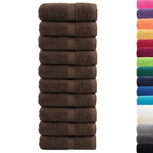Gæstehåndklæder SOLUND 10 stk. Premium 30x50 cm 600 g/m2 brun