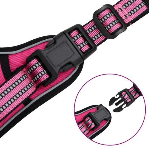 Hundesele med refleksstriber str. S justerbar pink