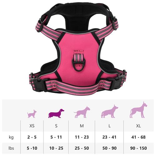 Hundesele med refleksstriber str. S justerbar pink